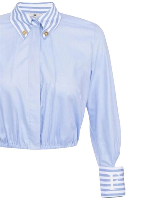 Camicia crop in popelin con dettagli a righe Elisabetta Franchi | CA08751E1019